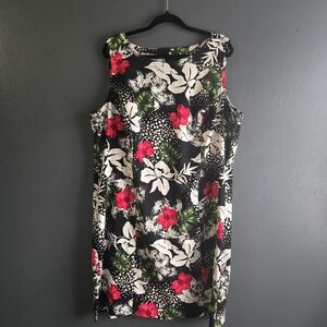 Dressbarn Sleeveless Tropical Hibiscus A-Line Dress 22W